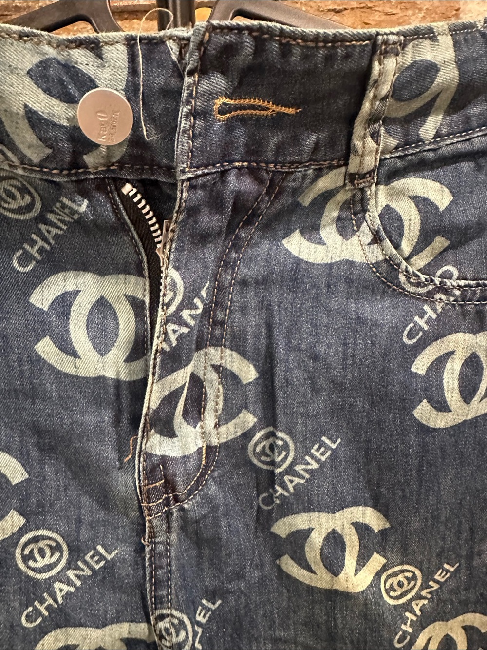 Dark Blue Logo Print women’s Jeans size M - Picture 2 of 4